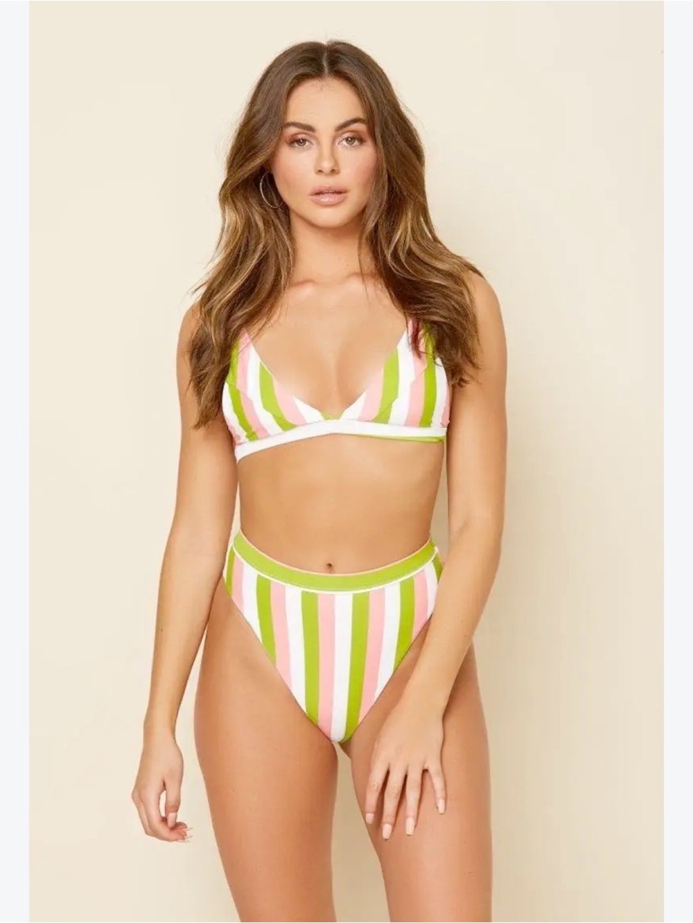 NWT - Dippin Daisy’s Striped High-Waist Bikini Set